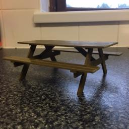 DOLLS HOUSE WOODEN PICNIC BENCH 1/12 SCALE