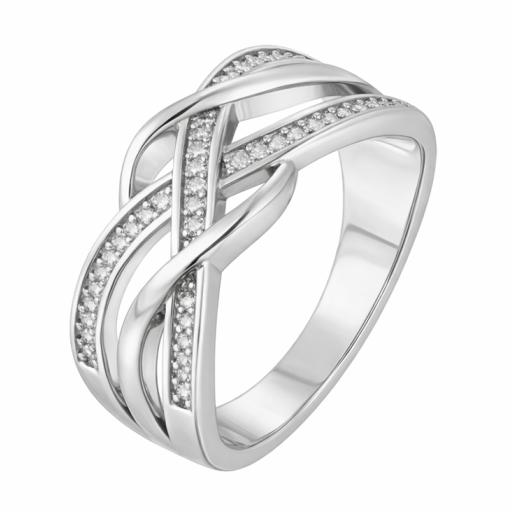 Sterling Silver 925 Crisscross Moissanite Ring - Chunky