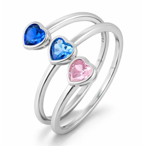 Sterling Silver 925 Triple Heart Ring