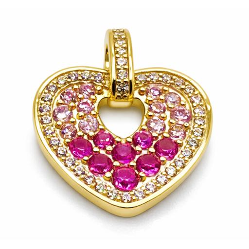 Sterling Silver 925 Multicoloured Gem Set Heart Pendant