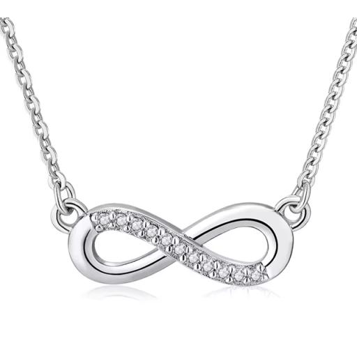Sterling Silver 925 Gem Set Infinity Pendant Necklace