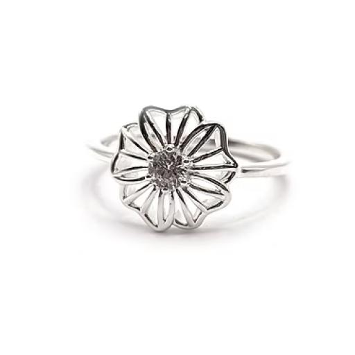 Sterling Silver 925 Ornate Flower Ring