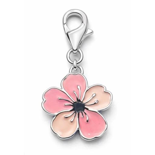 Sterling Silver 925 Enamel Flower Charm