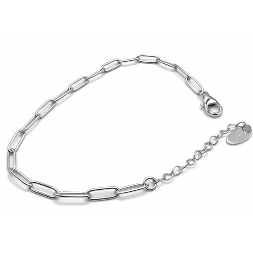 Sterling Silver 925 Paperclip Charm Bracelet