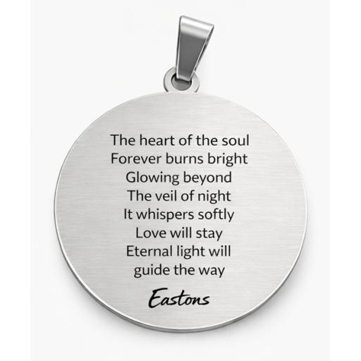 Engraved pendant with poem back design