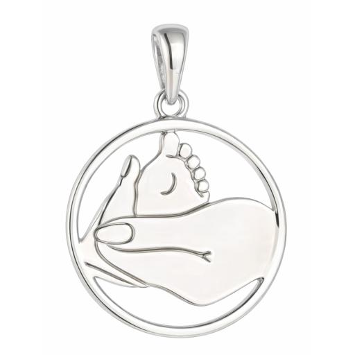 Sterling Silver 925 Mother's Hand & Baby's Foot Pendant