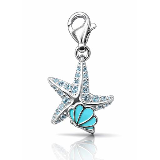 Sterling Silver 925 Enamel & Gem Set Starfish Charm