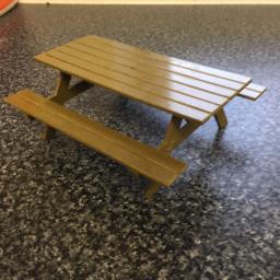 3D model of dolls house wooden picnic bench showing printable components
