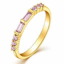Eastons Gold overlay pink baguette stacking ring with baguette and round‑cut stones