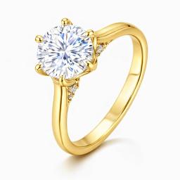Eastons Gold overlay 2ct solitaire moissanite ring with round brilliant centre stone and side stones