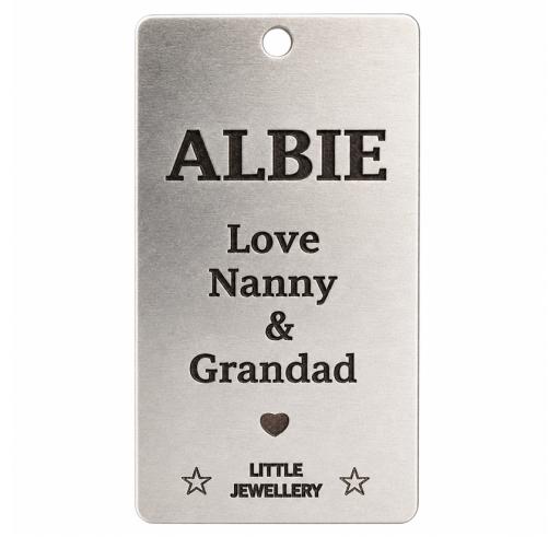 childrens dem bones skeleton personalised pendant front back