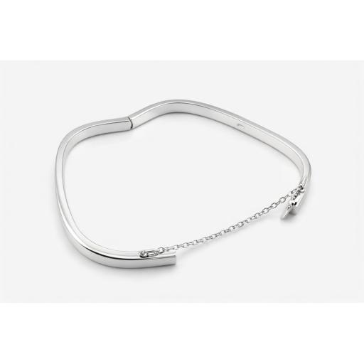 Sterling silver square open bangle with full UK assay hallmarking
