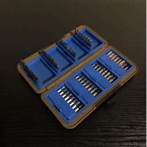 Silver & blue 4mm screwdriver bit case organizer