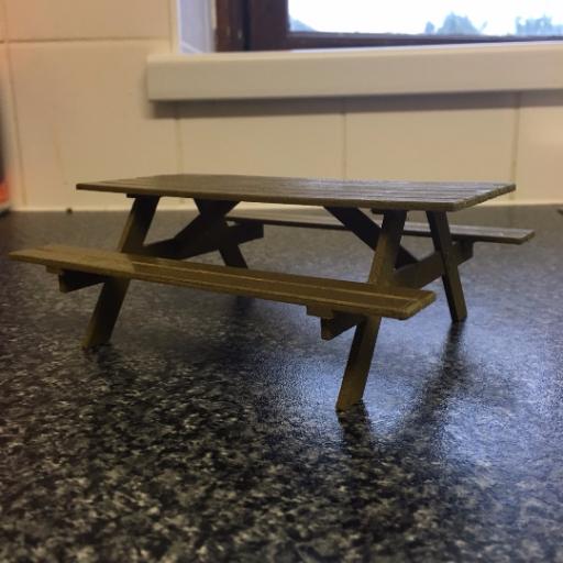 Flat‑pack style printable parts for 1/12 scale picnic bench STL.