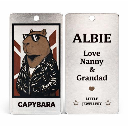 Children's Colour Laser Engraved Cool Capybara Personalised Pendant