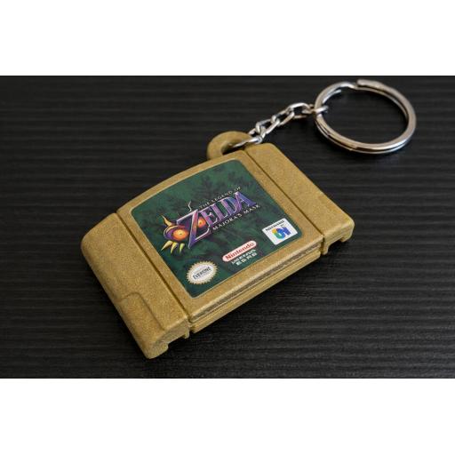 Miniature 3D printed N64 cartridge keyring featuring Zelda  
