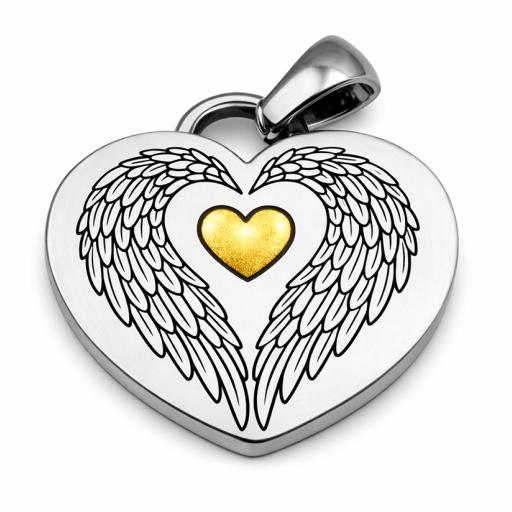 Colour Engraved Angel Wing Protection Pendant + Personalised Option