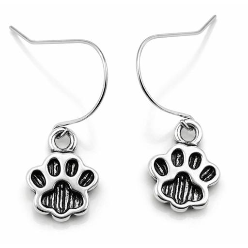 Sterling Silver Paw Print Earrings | Cat & Dog Hook Earrings
