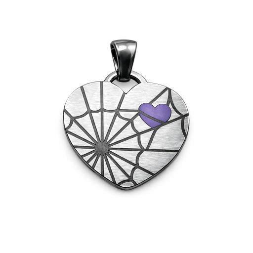 Engraved Spiderweb & Heart Pendant with Personalised Option