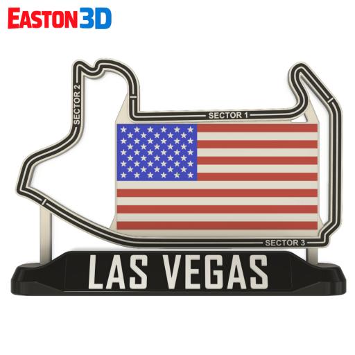 F1 Las Vegas Track & Display Stand – STL Model Includes layered and 3MF flag