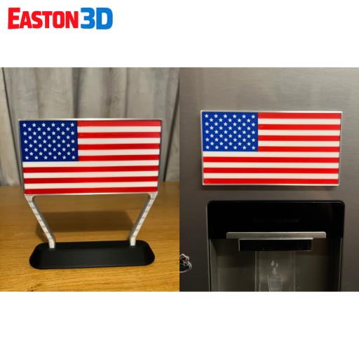 USA American Flag Stand Block and Magnet Block – STL Model Includes Layered and 3MF GB Flag