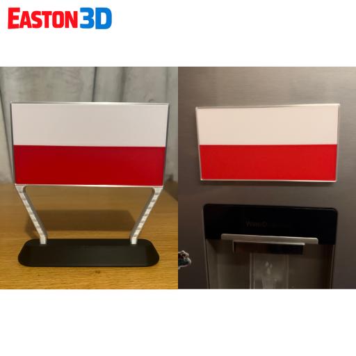 Polish Poland Flag Stand Block and Magnet Block – STL Model and 3MF Flag