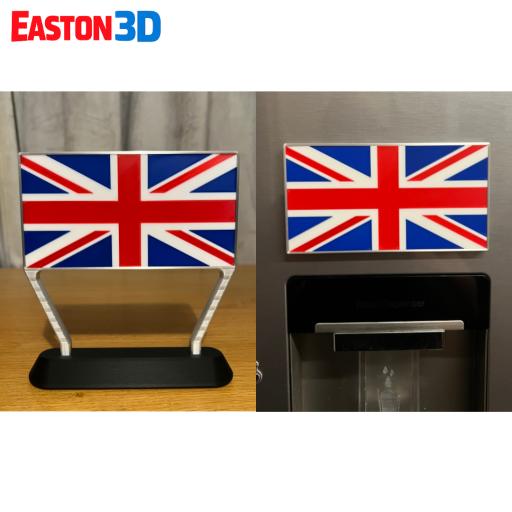 GB Union Jack Flag Stand Block and Magnet Block – STL Model Includes Layered and 3MF GB Flag
